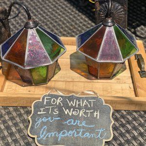 Vintage Stained Glass Wall Sconces
